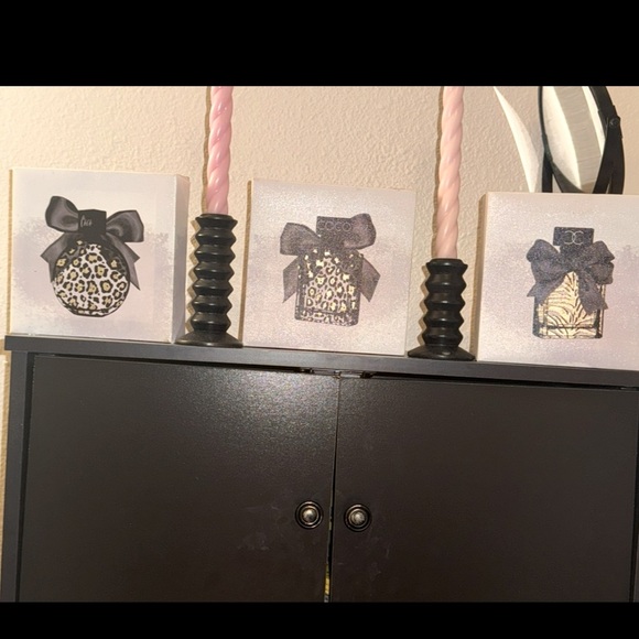 CHANEL Other - Set of 3 Vintage-Inspired "Coco" Perfume Bottle canvas prints 5.5”X 5.5”